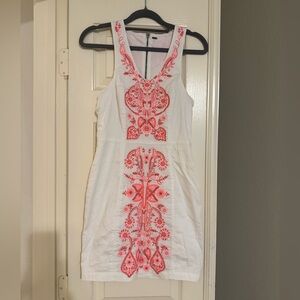 Free People White Dress with Pink Embroidery